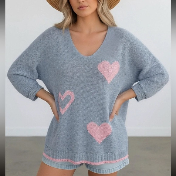 ShopEvelynne Sweaters - MADE IN ITALY COTTON BOHO Heart Sweater